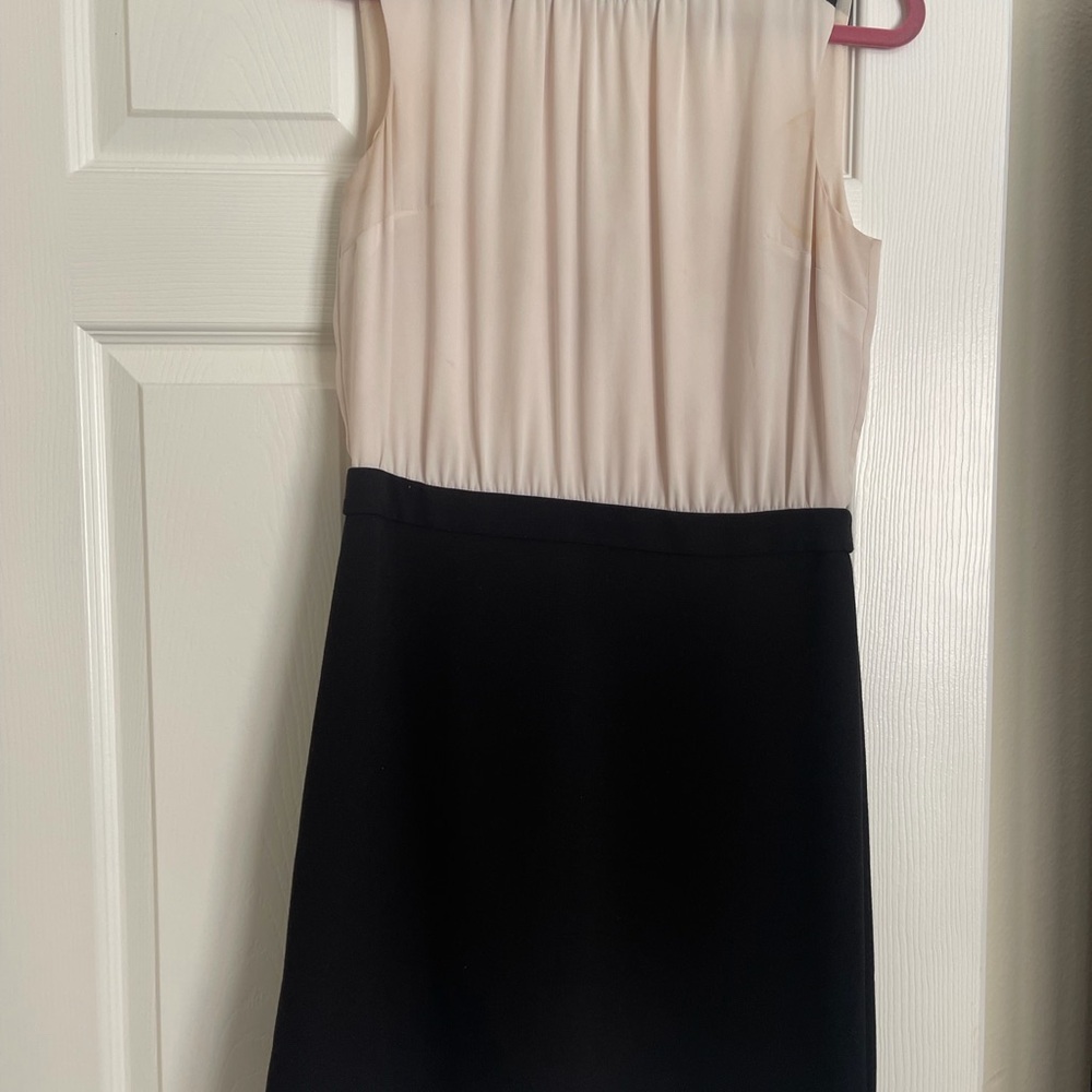 LOFT Black and Cream Midi Dress